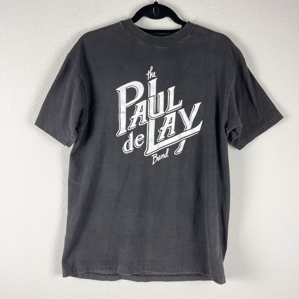 Vintage Paul De Lay Band T-Shirt Mens Large Gray Graphic Tee Hanes‎ Beefy USA